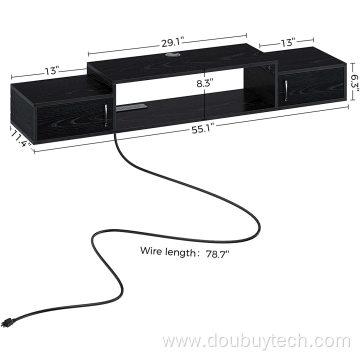 Wall-Mounted TV Shelf with Power Outlet with Storage